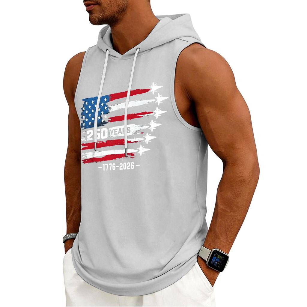 Men's Tank Top Gym Sleeveless Hoodie Shirt Washed Sports Muscle Shirts Fitness Vest With Hood