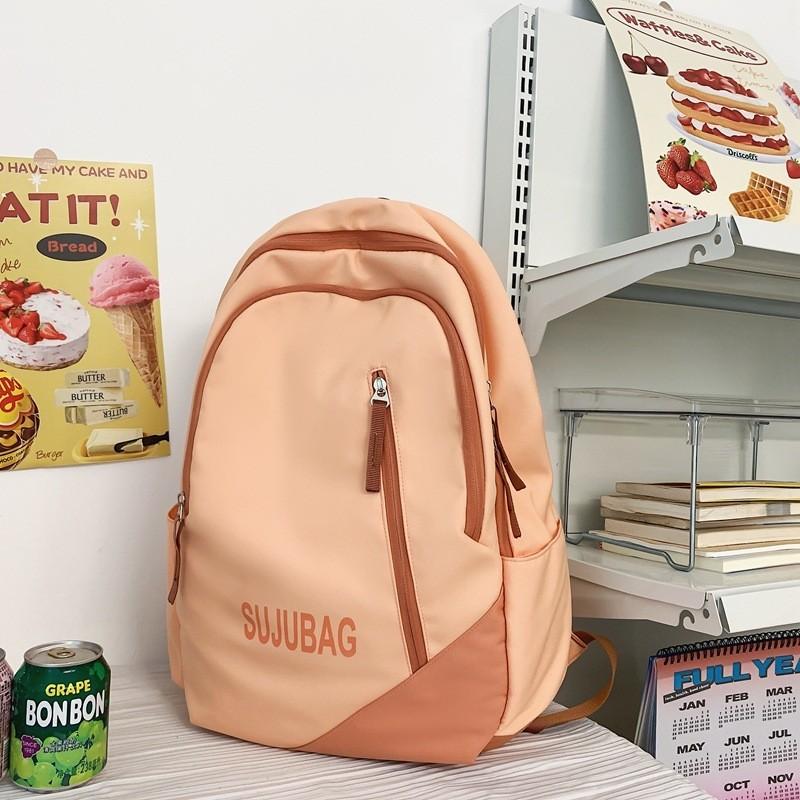 

Backpack Durable Nylon For Students Large Capacity With Air Cushion Straps And Soft Handle Orange