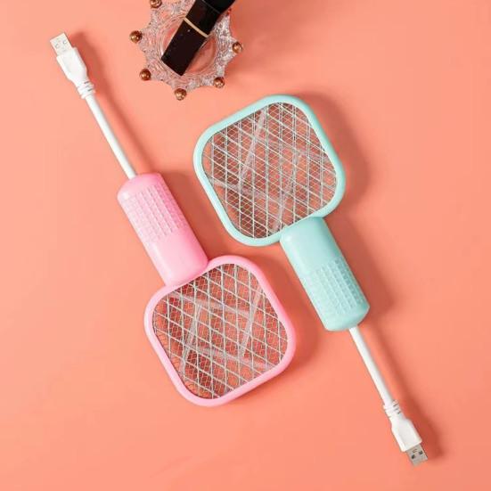 Mini USB Electric Fly Swatter 3000V Portable Travel Lightweight Indoor Outdoor Gnats Trap UV Lamp Automatic Fly Zapper Racket