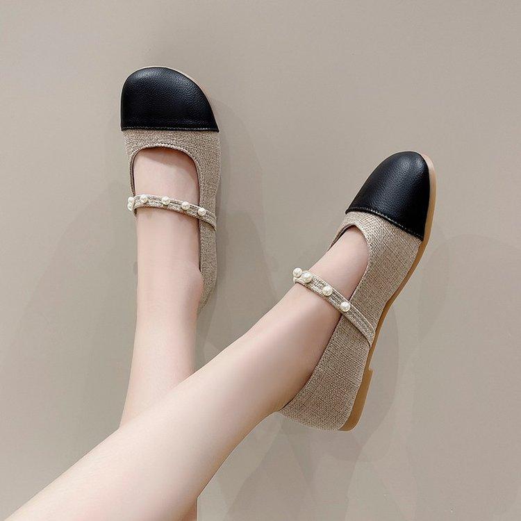 Women's Shoes Summer New Small Fragrant Style Square Head Color Matching Thick Heel Empty Women's Retro Mary Jane Shoes