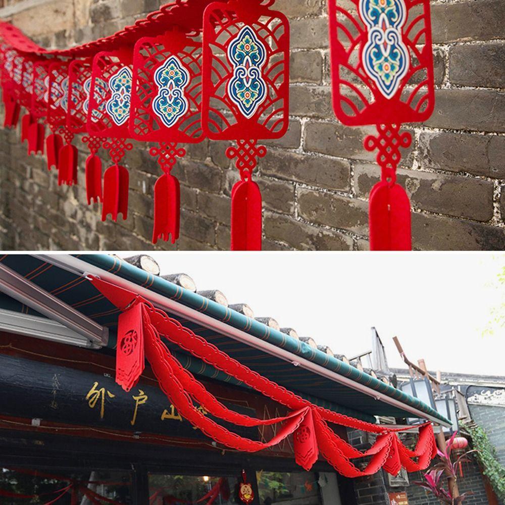 Chinese New Year Lunar Year Banner Spring Festival Garland Wall Hanging Hollow Pennant Party Decor
