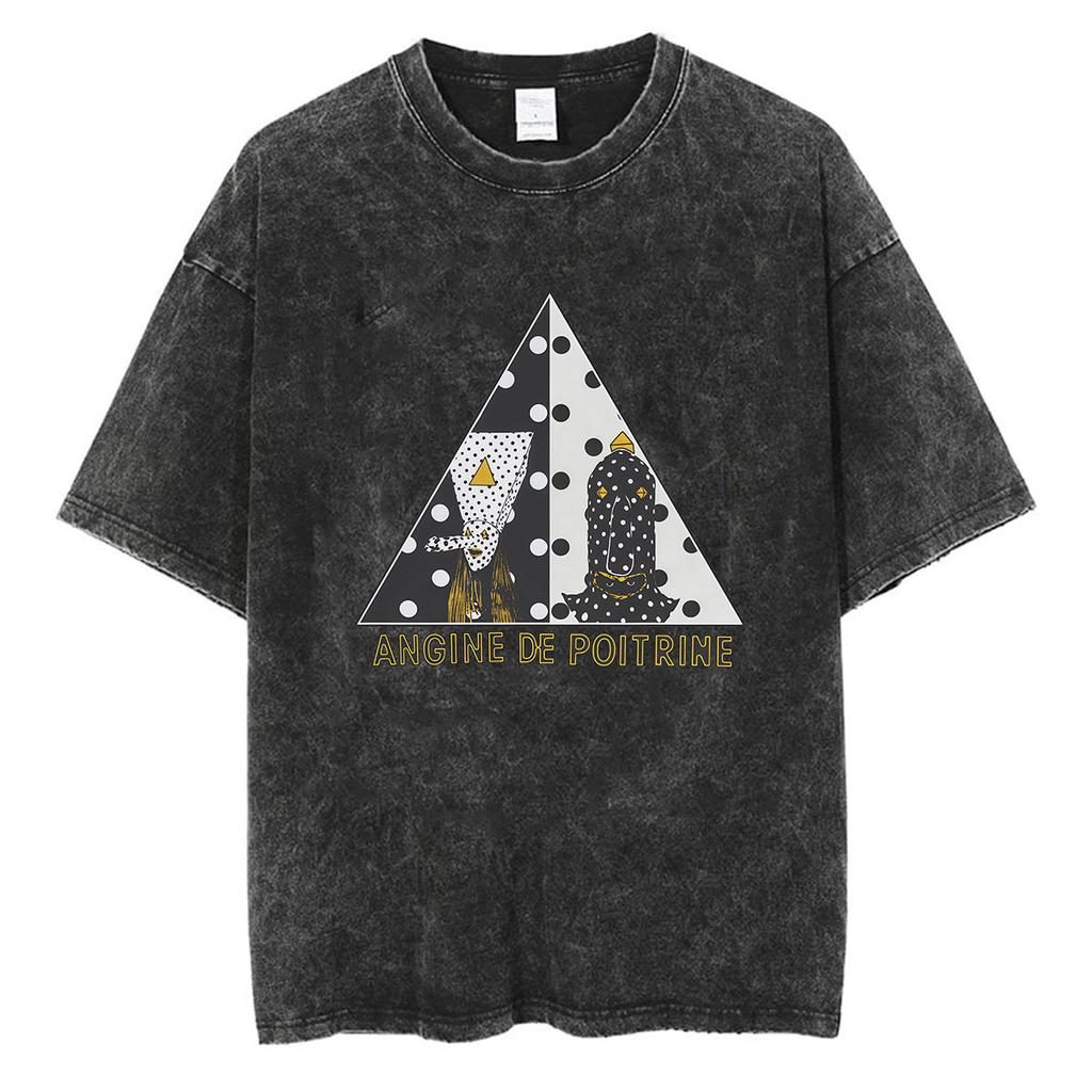 Rock Band Angine De Poitrine Vintage Washed T Shirts Mens Women Fashion Gothic Short Sleeve Tshirt Punk Hip Hop Clothing Tees