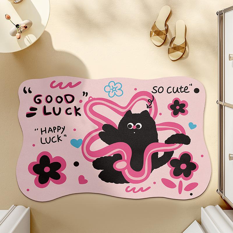 Cartoon Bathroom Floor Mat Diatom Mud Water Absorption Quick-drying Bathroom Door Anti-slip Foot Mat Toilet Toilet Toilet Door Mat