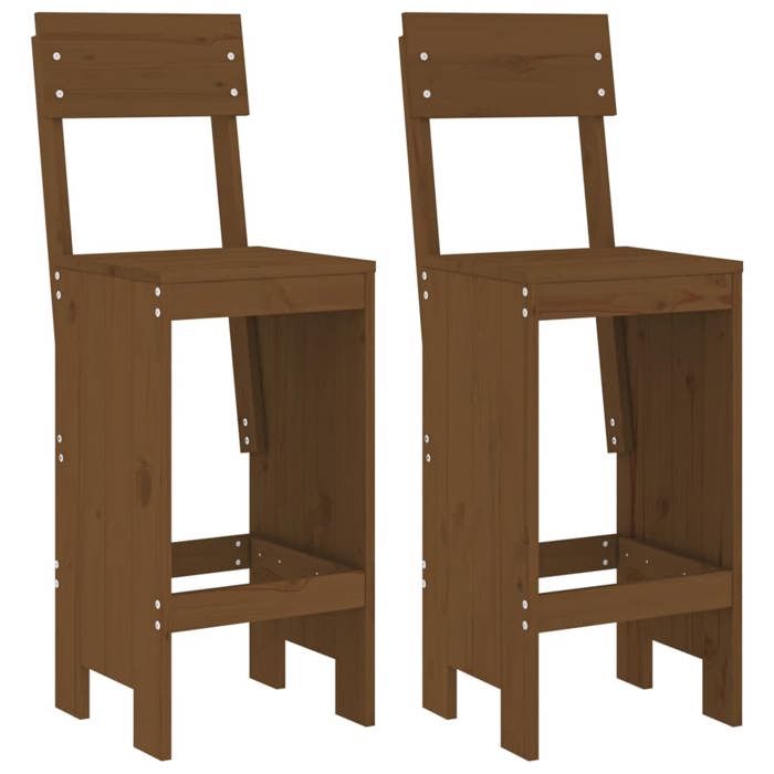 VidaXL Set of 2 Bar Stools, Pub Chair, Bistro Seat, Terrace Furniture Balcony Patio Garden Outdoor, Brown 825362