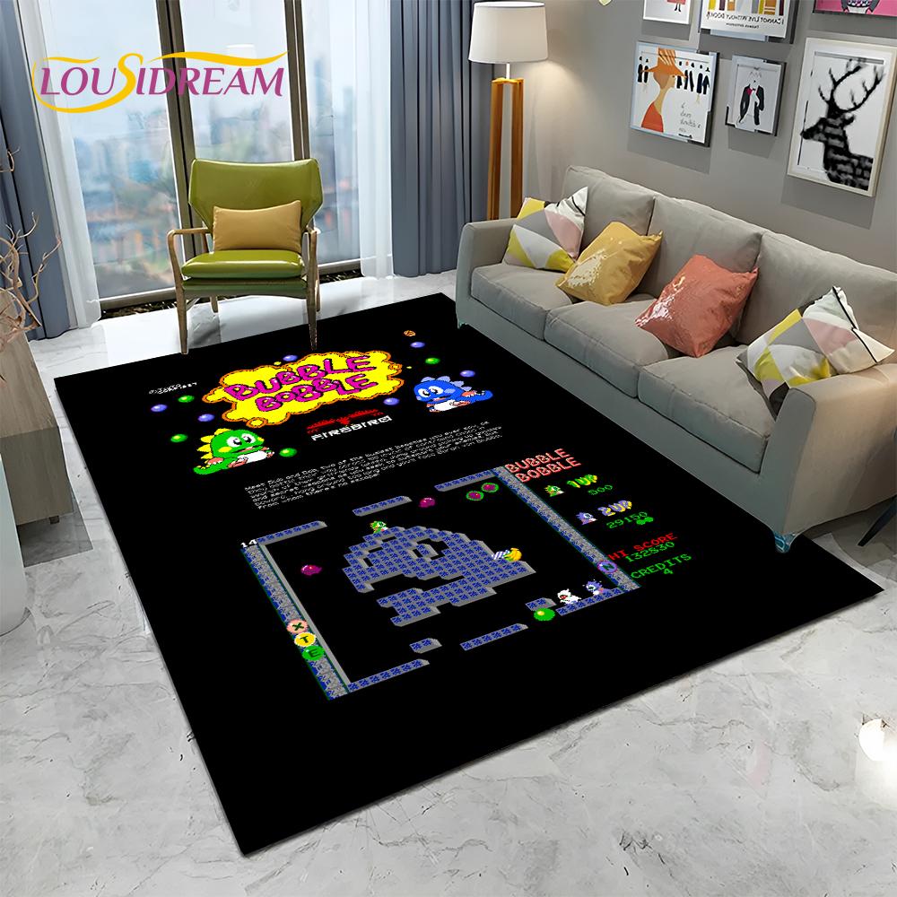 Cartoon Bubble Bobble Game Gamer Carpet Rug for Home Living Room Bedroom Sofa Doormat Decor,kid Play Area Rug Non-slip Floor Mat