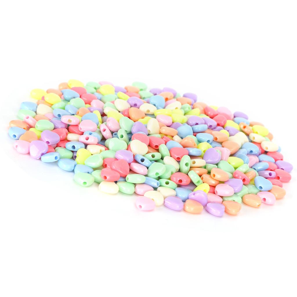 500PCS Heart Shaped Plastic Beads Craft Beads for DIY Clothing Accessories Materials