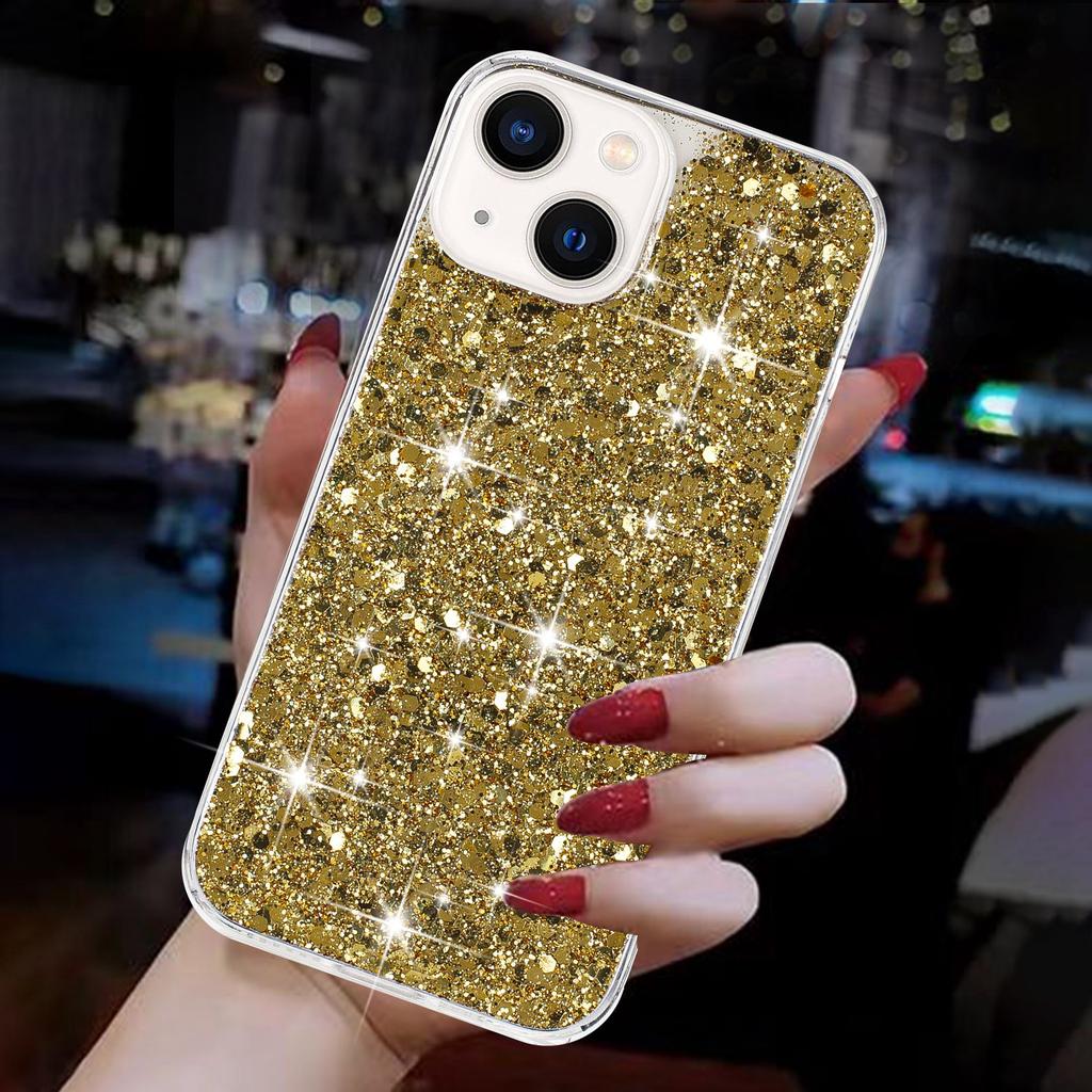 For iPhone 15 Back Protector Case Sparkle Epoxy Cell Phone TPU Cover
