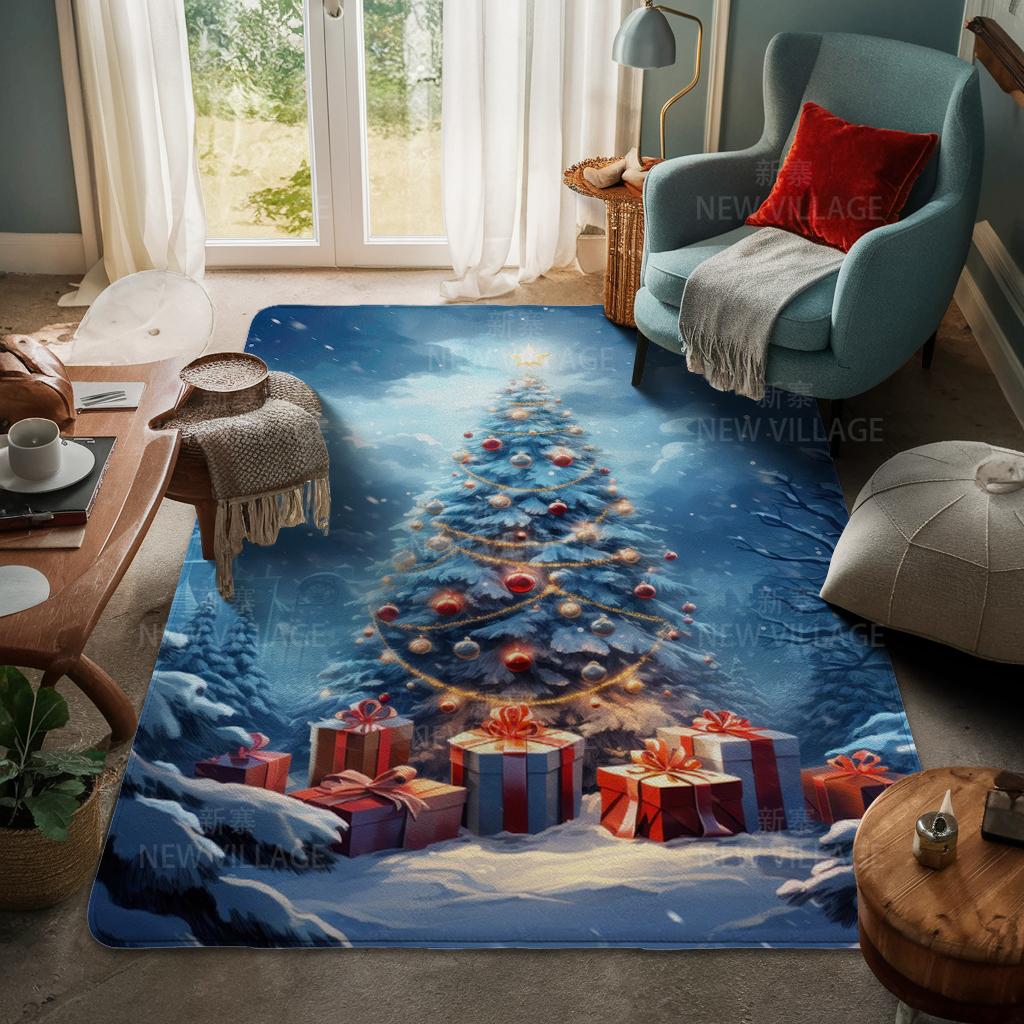 House Entrance Carpet Home Door Mat Living Room Bath Foot Bathroom Non-slip Water Absorption Rugs Bath Merry Christmas Winter