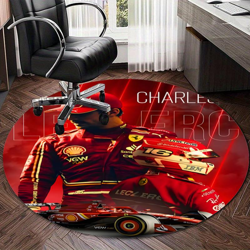 Personalized Charles Leclerc Round Chair Office Rug - Perfect for Mat, Office Chair & More - Ideal Gift for Birthdays and Holidays