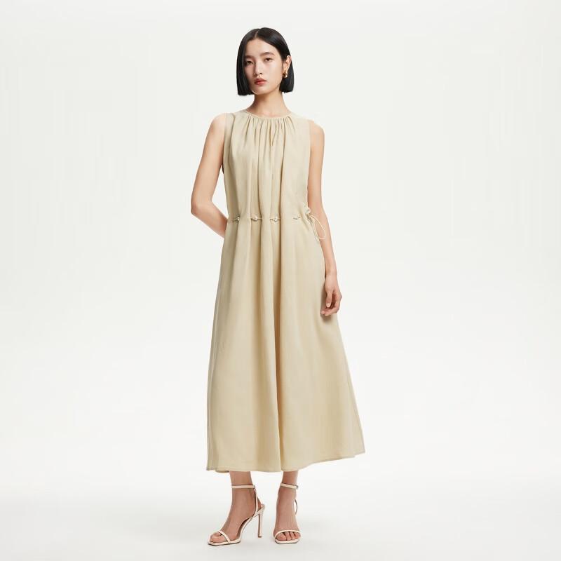 

VEROMODA Women s Lyocell Sleeveless Drawstring A-Line Midi Dress L