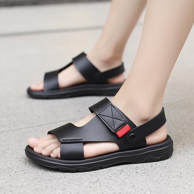 Fashion Men's Slippers Outdoor Summer New Sandals Men Leather Sandals Breathable Adult Thick-soled Beach Shoes Non-slip Open-toe Sandals