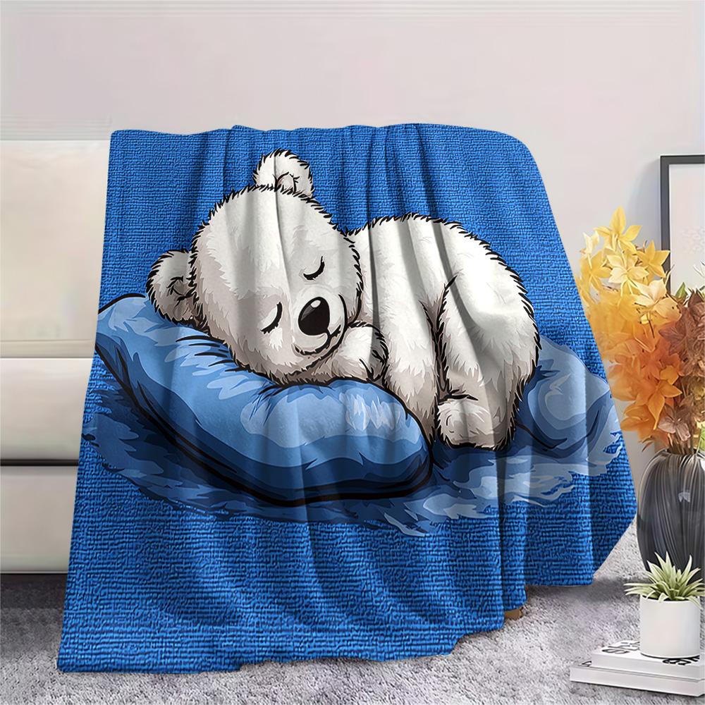 Polar Bear Print Flannel Blanket, High quality Comfortable for All Seasons, Home Decor, Warmth and Comfort, Perfect for Christmas Gifts