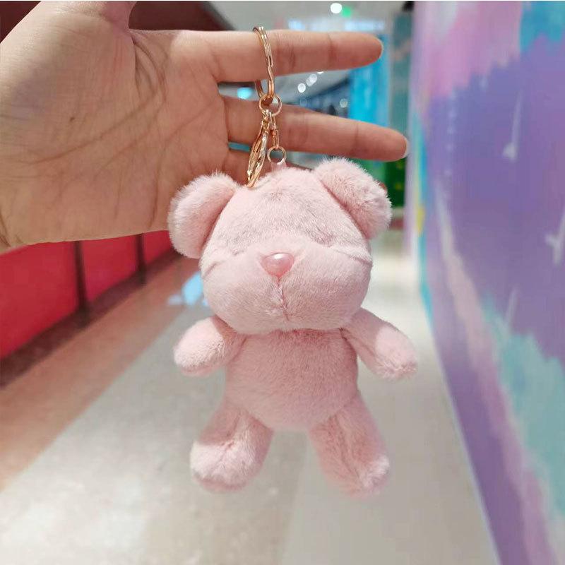 Creative Bear Keychain Plush Doll New Year Present Short Plush Stuffed With Cotton Pp