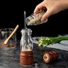 Manual Salt Grinder Refillable Spice Mill Manual Salt Kitchen Gadgets Seasoning Storage Bottle Wooden Spice Grinder Pepper Mill