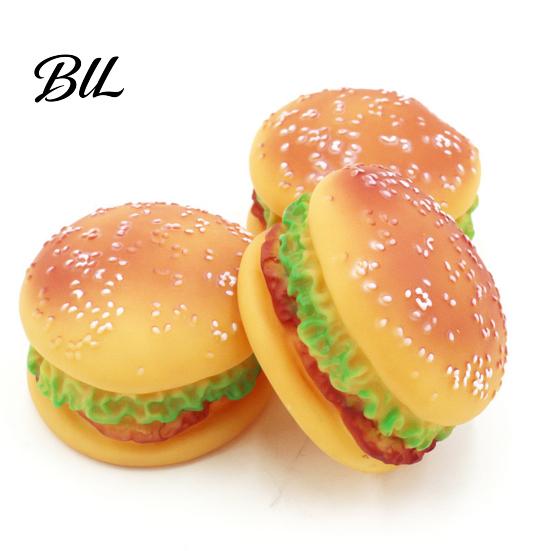 Jouet à mâcher Burger réaliste 2PCS Chien Siffleur Forme Vinyle Non Toxique Animaux de compagnie Jeu Interactif pour le Nettoyage des Dents et l'Activité