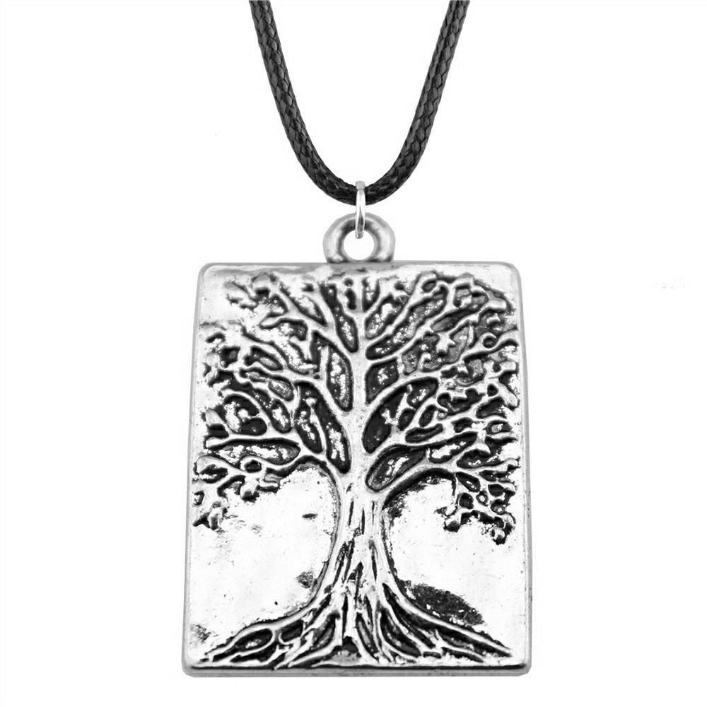 Antieke Levensboom Hanger Ketting Natuur Boho Statement Sieraden 45cm Leren Ketting