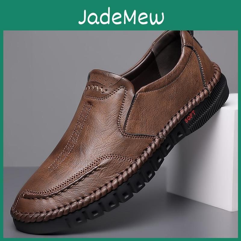 Leather Shoes Mens Daily Casual Handmade Soft Leather Soft Sole Formal Dad Shoes Casual Shoes