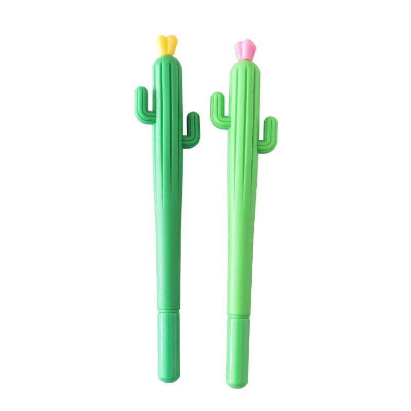 Office School Supplies Creative Flowering Cactus Shape Creative Gel Pen Black Student Kawai Stationery Wholesale Prize Gifts