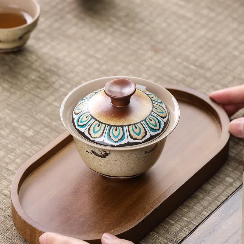 Chinese Ceramic Dunhuang Gaiwan Tea Set (4-Piece Gift Set)