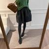 Korean Polka Dot Woolen A-Line Mini Skirt with Elastic Waist for Petite Women