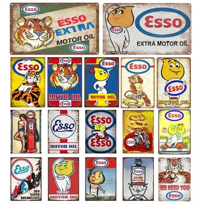 Gaso Znaki Klasyczny Znak Blaszany Oleju Silnikowego ESSO Vintage Metalowe Tabliczki Ozdoba Ścienna Jaskinia Mężczyzny Garaż Warsztat Samochodowy Rzemiosło Tabliczki