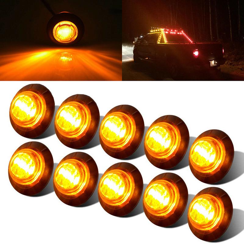 

1X 3/4 Amber Yellow Small Round Side Marker lights 3LED Button Lamps Lorry 12V жёлтый