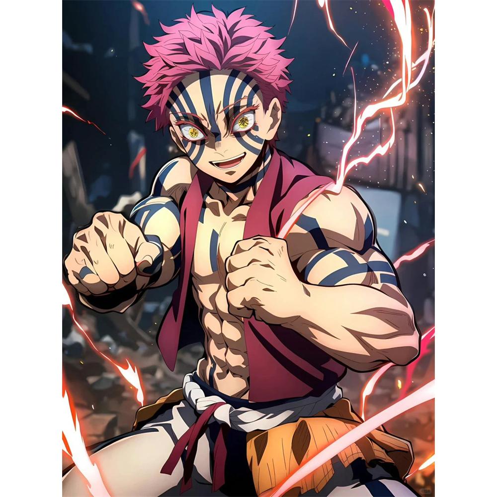 

Вбивця демонів 5D Алмазна мозаїка Kimetsu No Yaiba Алмазна вишивка Повна алмазна мозаїка Мистецтво DIY Танджіро Домашній декор Картина Round 50x70cm