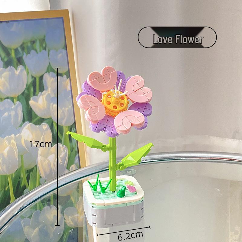 

Детские развивающие DIY строительные блоки в виде цветов, совместимые с LEGO - Набор для ручной работы, мультяшная игрушка для учеников начальной школы