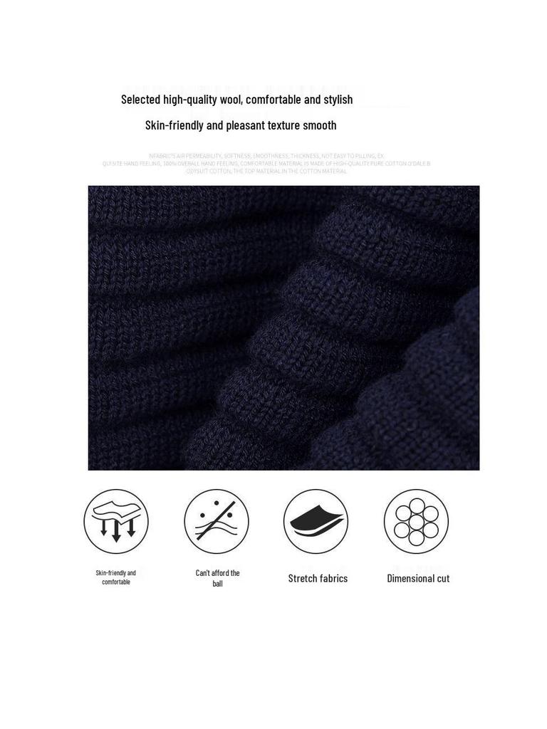 2025 Autumn Men's Korean Striped Wool Cardigan Sweater