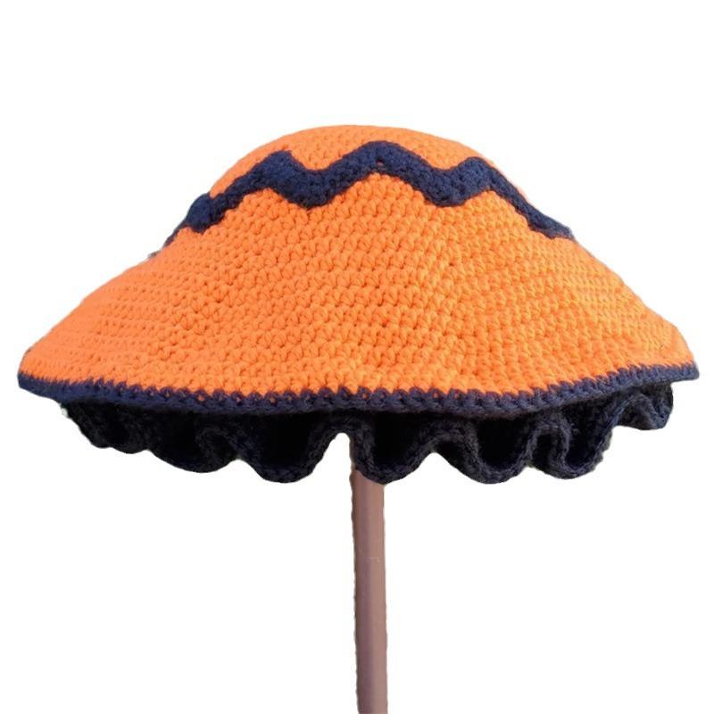 New Handmade Crocheted Vertical Striped Tassel Line Cat Ear Hat, Personalized and Fashionable Adult Hat