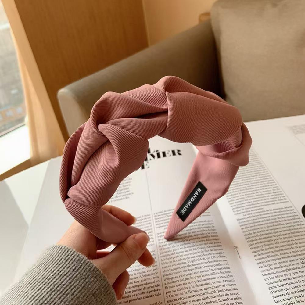 Pleated Wide Headband - Japanese/Korean Fabric, Solid Color, Fashionable Hair Accessory
