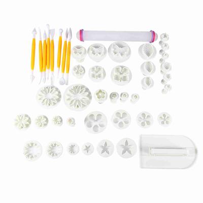 46 pezzi Kit di decorazione per torte in pasta di zucchero con fiori, taglierine, strumenti e stampi