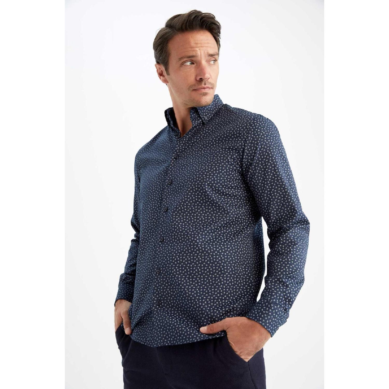 

Рубашка с длинным рукавом и фактурным принтом Modern Fit XS