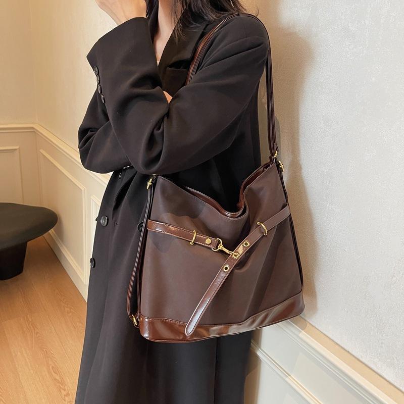 

Винтажная сумка через плечо, женский рюкзак, высококачественная сумка-тоут большой вместимости для поездок на работу темно-коричневого