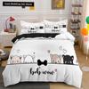 3D Cat King Queen Duvet Cover Cute Cartoon Kitty Bedding Set for Kids Teens Adults Pet Animal White 2/3pcs Polyester Quilt Cover