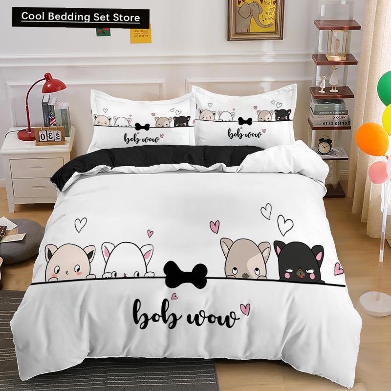 3D Cat King Queen Duvet Cover Cute Cartoon Kitty Bedding Set for Kids Teens Adults Pet Animal White 2/3pcs Polyester Quilt Cover