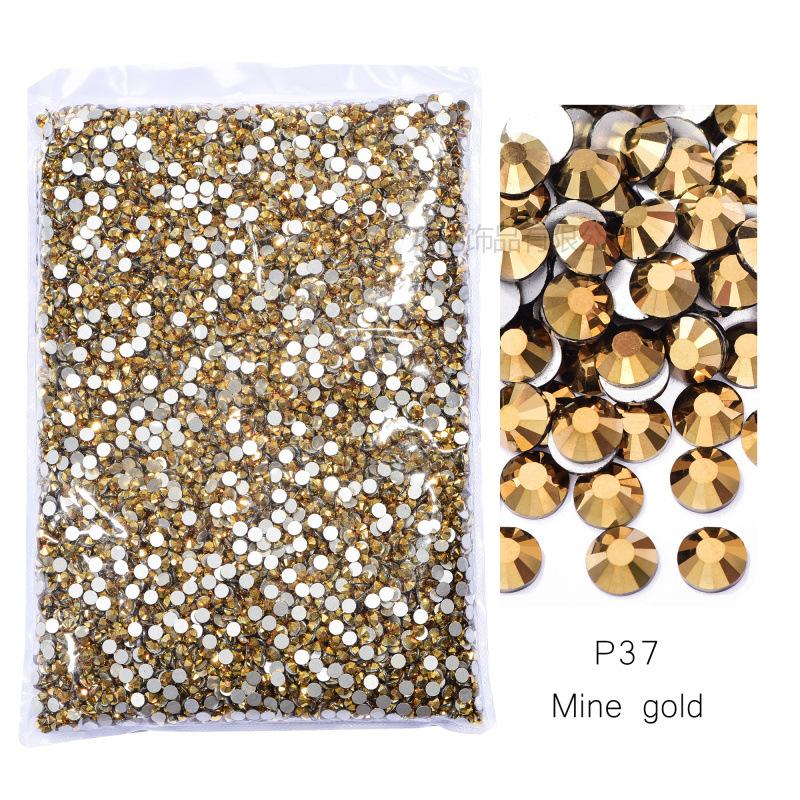 P1-70 Ordinary Color Large Packaging Glass Flat Bottom Diamond Rhinestone Nail Diamond Diy Crystal Mobile Phone Case Beauty Jewelry Accessories