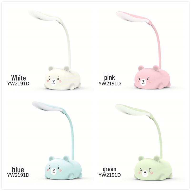 Bear Cartoon Study Lamp: Creative USB-Charged Night Light for Children's Bedroom or Bedside
