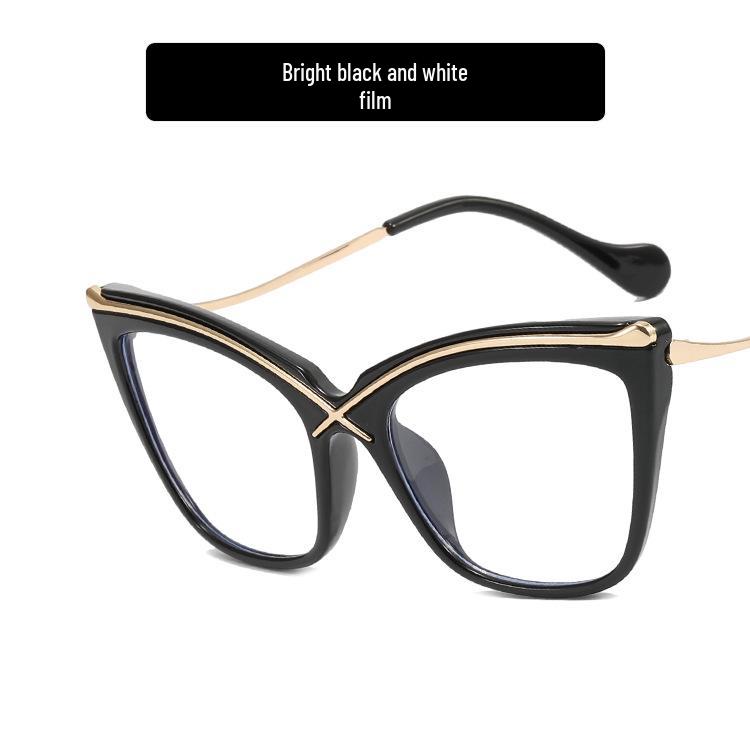 

Металлическая оправа для очков «кошачий глаз»: 2022 Очки с защитой от синего света, Большие Ретро Очки Плано – Европейский и Американский INS Тренд.