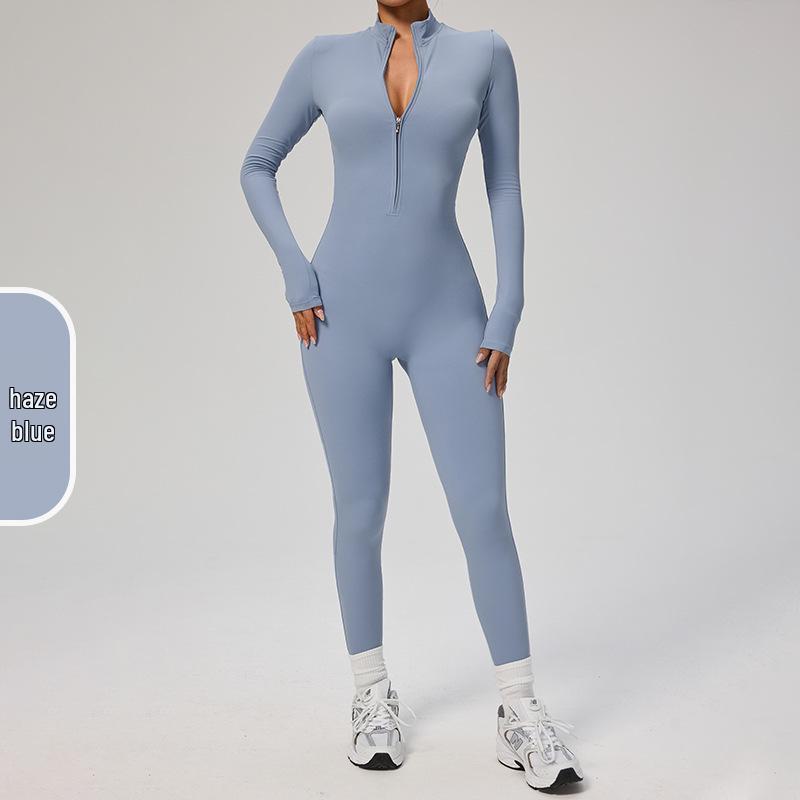 Manyi Zipper Nude Long Sleeve Yoga & Fitness Jumpsuit 8306