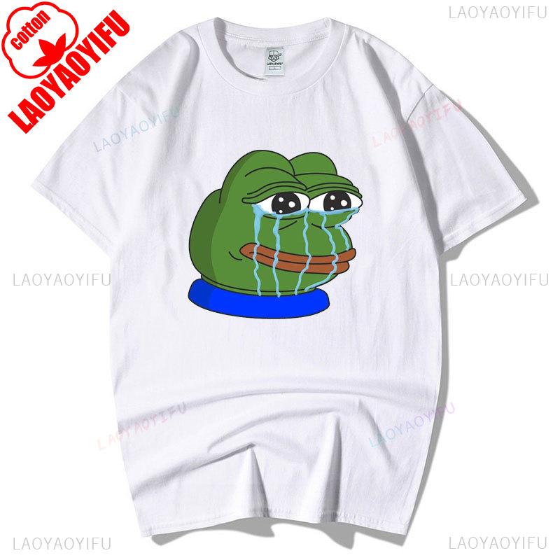 Sad Frog PEPE Funny Graphic T Shirts Summer Clothes for Man High Quality Cotton Short-sleev Tee-shirts Humor Camisetas Hombre
