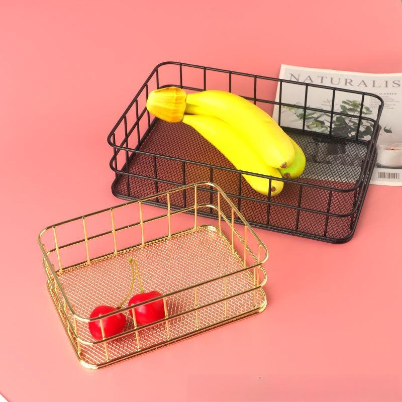 Nordic Ironwork Net Bottom Basket Desktop Storage Basket for Cosmetics and Skin Care Products Organization and Storage Basket