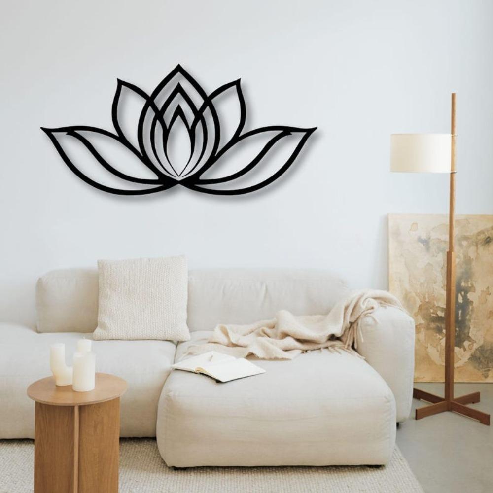 Lotus Flower Metal Wall Art Yoga Studio Mandala Zen Home Decor Spiritual Relaxing Sign