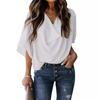 European & American V-neck Loose Chiffon Shirt - Women's Casual Top