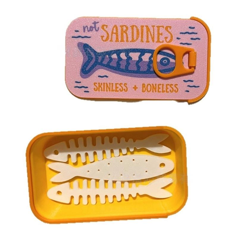 Estuche de Joyería de Viaje Estilo Lata de Sardinas Novedosa con Almacenamiento Compacto para Anillos, Pendientes de Botón, Pulseras y Collares