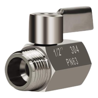 Mini robinet cu bilă din oțel inoxidabil 304(1/2 Inch Femelă x Bărbat) Filet NPT, Supapă de Control Cap de Regulator Flux Apă