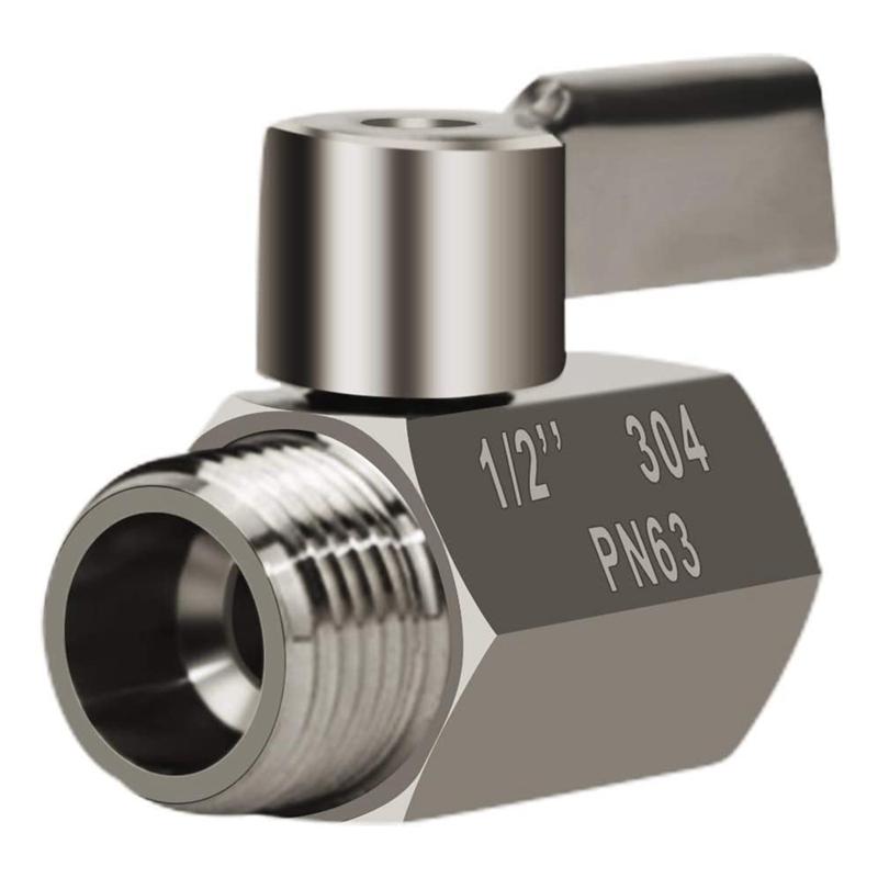 

304 Stainless Steel Mini Ball Valve(1/2 Inch Female x Male) NPT Thread, Water Flow Regulator Head Control Valve China Mainland