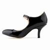 Zapatos de tacón alto informales de charol con tiras en el tobillo para mujer, 7 cm, tacón medio, cómodos, redondos, de boca baja, para trabajo, boda, color rojo
