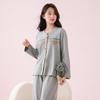 Fenteng Women's 100% Cotton Long Sleeve Fair Isle Pajama Set