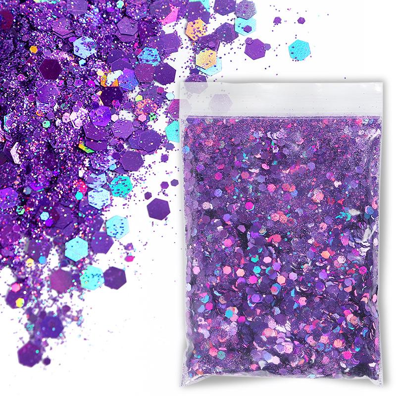 50G Glitter Mixed Hexagon Colorful Sequin Powder DIY Handmade Jewelry Epoxy Resin Making For Mold Nails Craft Accessories